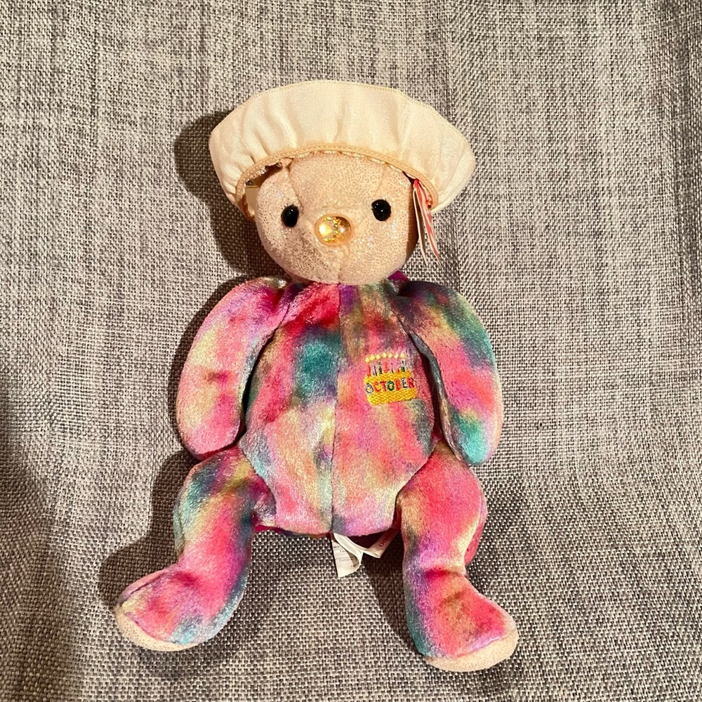 TY Beanie Babies Kids October the Birthday Bear Year 2001 Stuffed Animal Plush